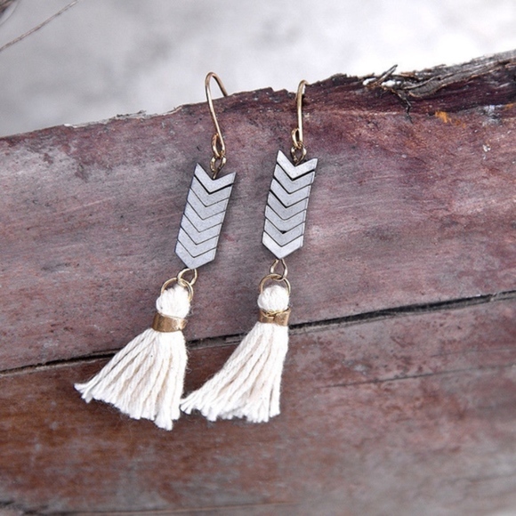 Jewelry - Chevron Tassel Dangle Drop Earrings
